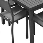 Nine Piece Black Metal Dining Set with Eight Chairs