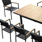 Nine Piece Natural and Black Heavy Duty Plastic Dining Set with Eight Chairs