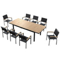 Nine Piece Natural and Black Heavy Duty Plastic Dining Set with Eight Chairs