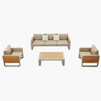 Four Piece Almond Metal Outdoor Patio Set With Table