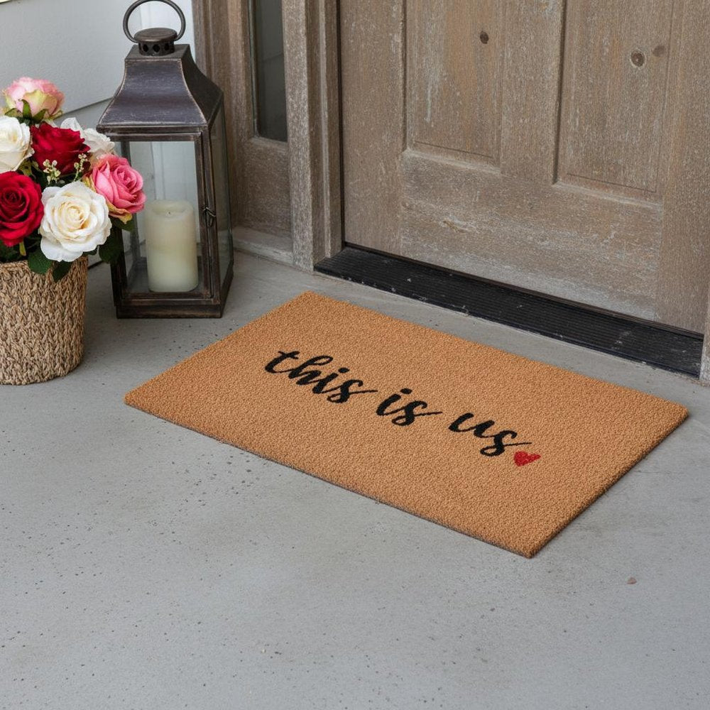 17" X 29" Natural and Black Coir This is Us Outdoor Door Mat