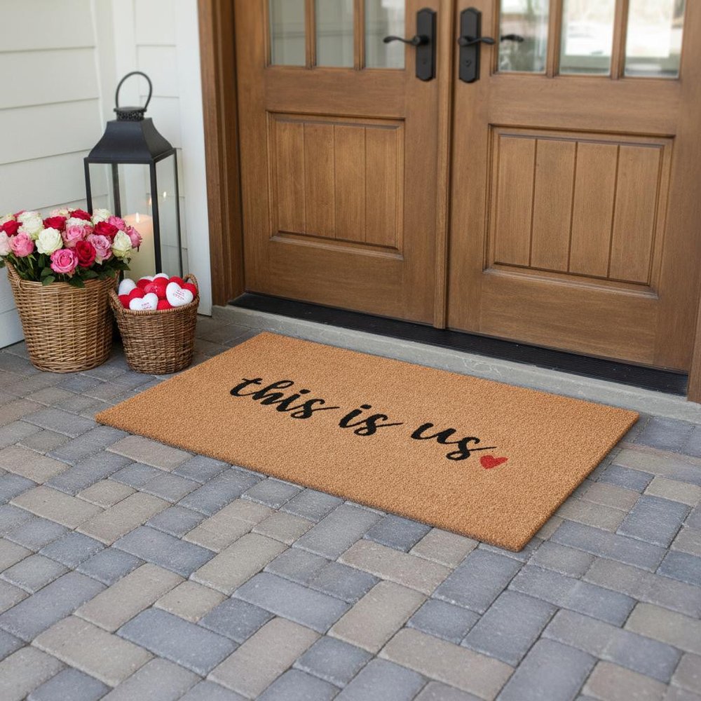 17" X 29" Natural and Black Coir This is Us Outdoor Door Mat