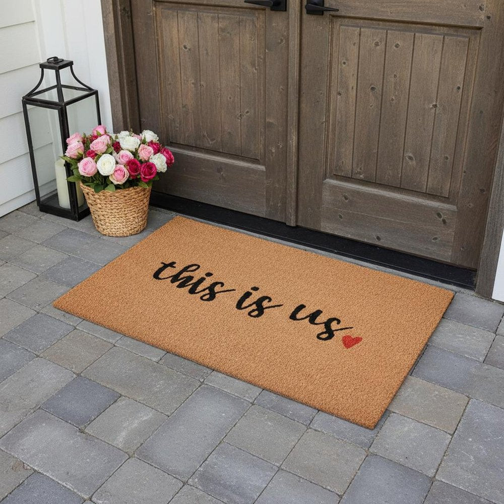 17" X 29" Natural and Black Coir This is Us Outdoor Door Mat