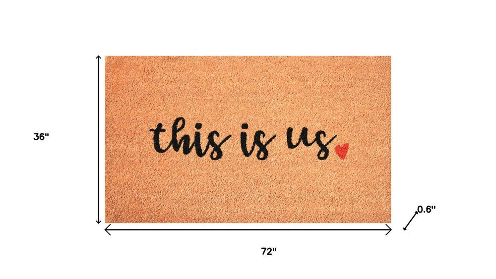 17" X 29" Natural and Black Coir This is Us Outdoor Door Mat
