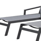 Set of Two Gray Aluminum Three Position Adjustable Sling Outdoor Stacking Chaise Lounges