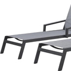 Set of Two Gray Aluminum Three Position Adjustable Sling Outdoor Stacking Chaise Lounges