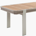 Seven Piece Light Brown and Beige Solid Wood Dining Set with Six Chairs