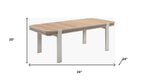 Seven Piece Light Brown and Beige Solid Wood Dining Set with Six Chairs