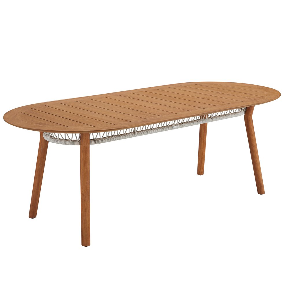 Seven Piece Brown Oval Solid Wood Dining Set with Six Chairs