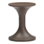 14" Dark Brown Faux Concrete Round Outdoor Side Table