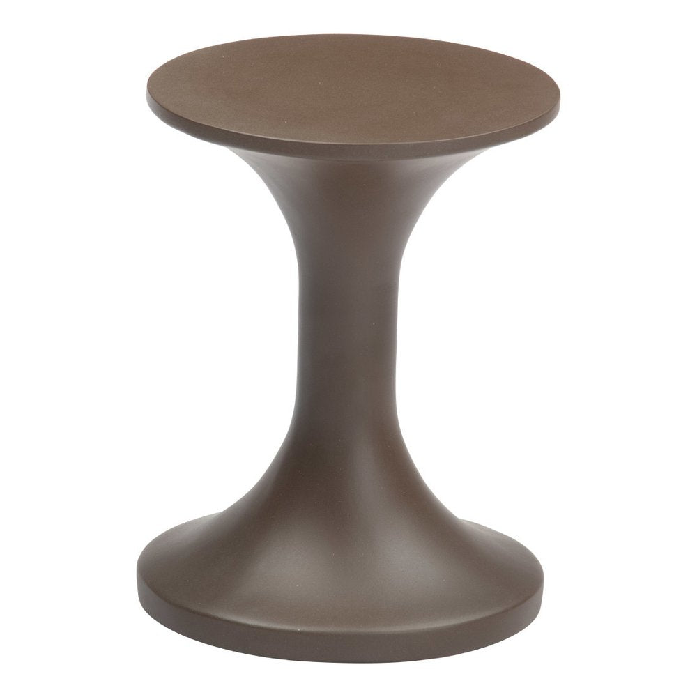 14" Dark Brown Faux Concrete Round Outdoor Side Table