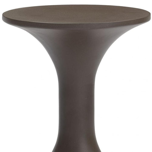 14" Dark Brown Faux Concrete Round Outdoor Side Table