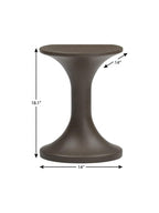 14" Dark Brown Faux Concrete Round Outdoor Side Table