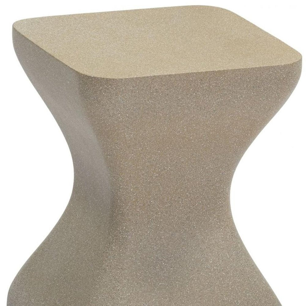 14" Taupe Faux Concrete Outdoor Side Table