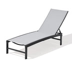 58" Light Gray Metal Five Position Adjustable Outdoor Chaise Lounge