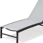 58" Light Gray Metal Five Position Adjustable Outdoor Chaise Lounge