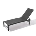 60" Black Aluminum Six Position Adjustable Outdoor Chaise Lounge