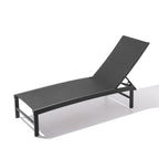 60" Black Aluminum Six Position Adjustable Outdoor Chaise Lounge