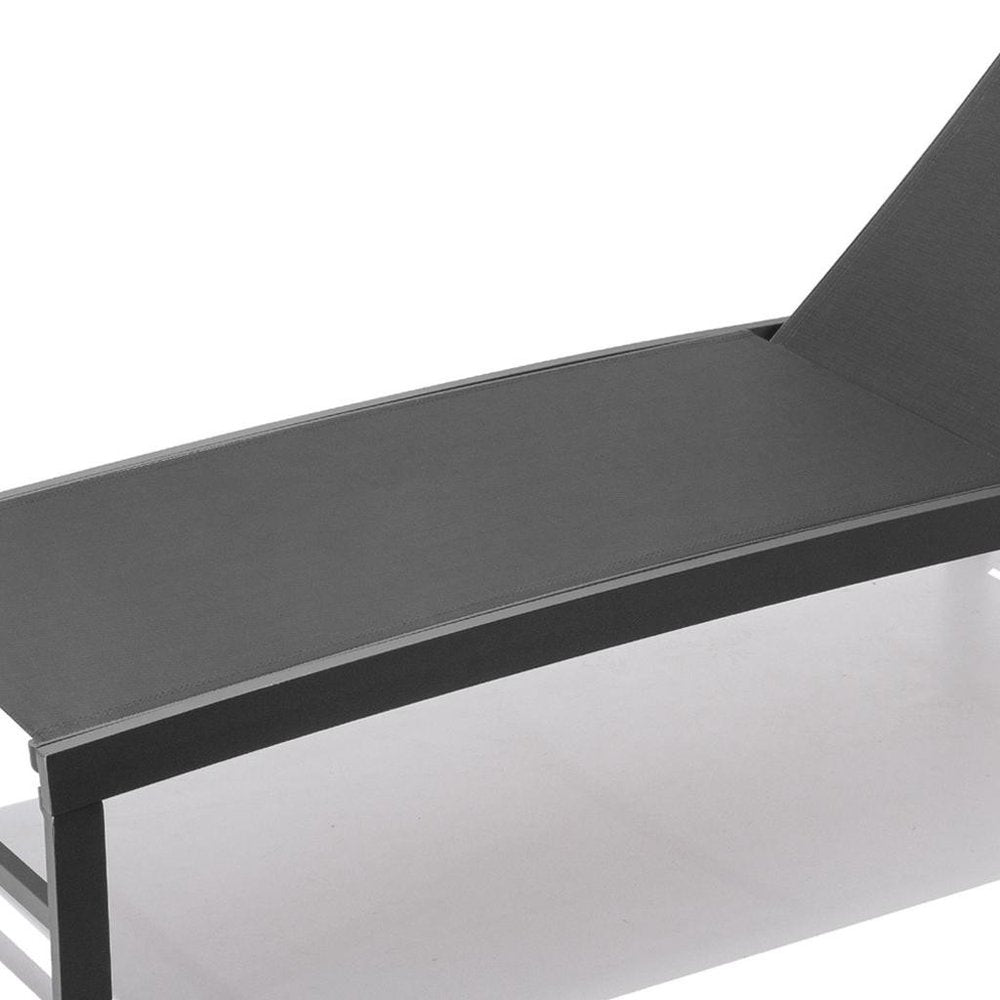60" Black Aluminum Six Position Adjustable Outdoor Chaise Lounge