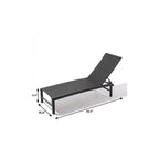60" Black Aluminum Six Position Adjustable Outdoor Chaise Lounge