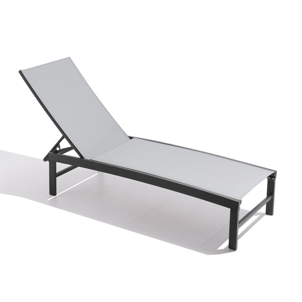 60" Light Gray Aluminum Six Position Adjustable Outdoor Chaise Lounge