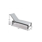 60" Light Gray Aluminum Six Position Adjustable Outdoor Chaise Lounge