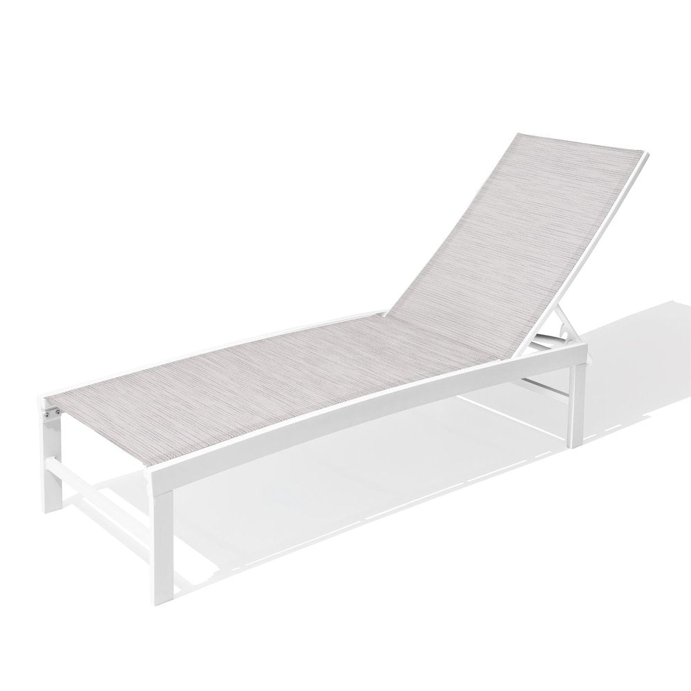 60" Silver Aluminum Six Position Adjustable Outdoor Chaise Lounge