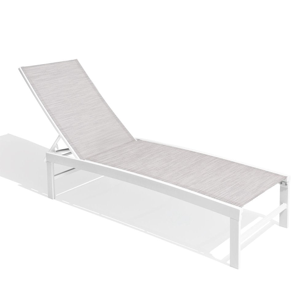 60" Silver Aluminum Six Position Adjustable Outdoor Chaise Lounge