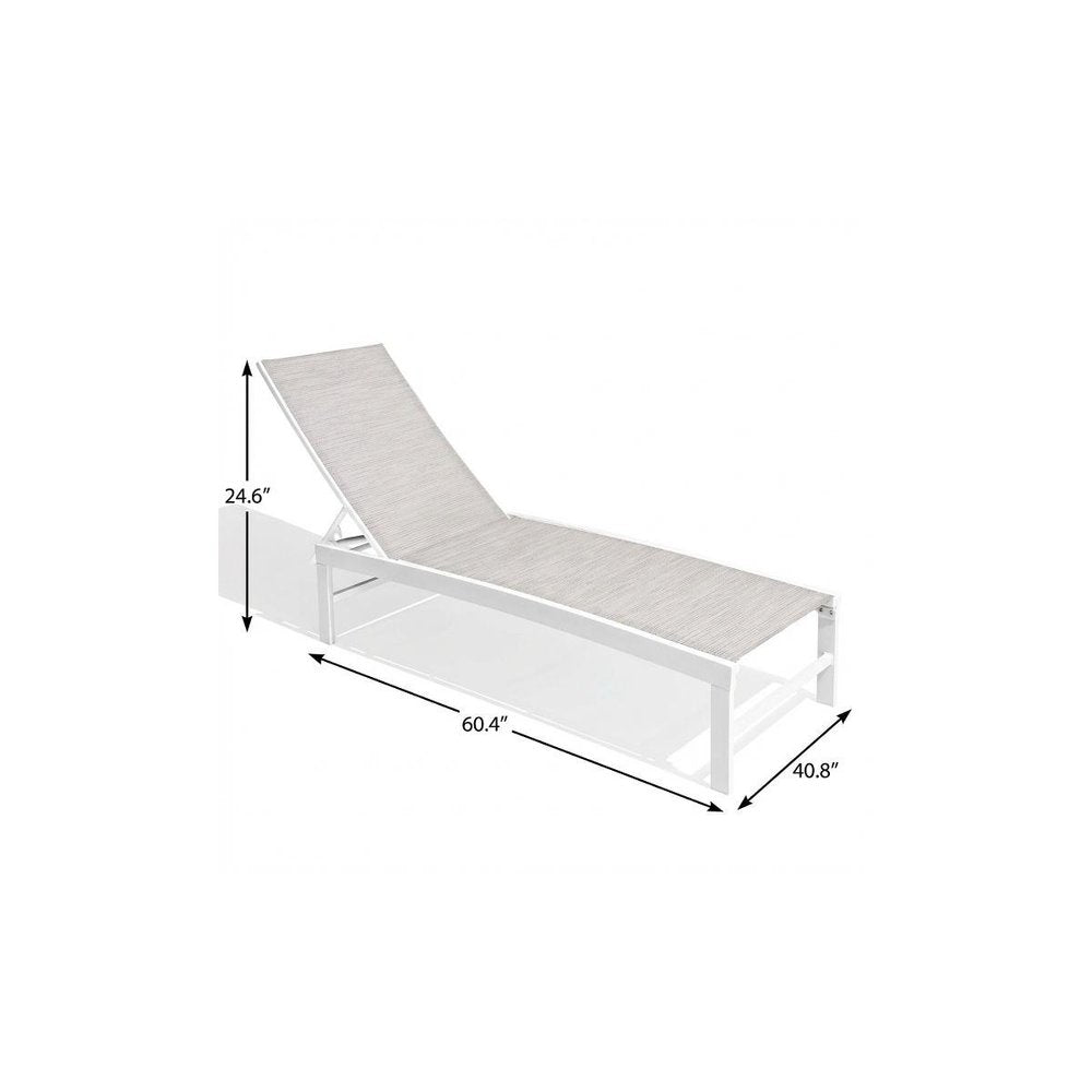60" Silver Aluminum Six Position Adjustable Outdoor Chaise Lounge