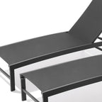 Set of Two Black Aluminum Six Position Adjustable Outdoor Chaise Lounges