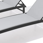 Set of Two Light Gray Aluminum Six Position Adjustable Outdoor Chaise Lounges