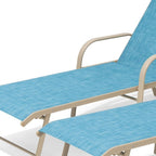 Set of Two Blue Aluminum Six Position Adjustable Outdoor Chaise Lounges