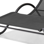 73" Gray Steel Sling Outdoor Chaise Lounge With Canopy