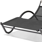 73" Gray Steel Sling Outdoor Chaise Lounge With Canopy