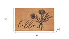 24" X 36" Natural and Black Coir Floral Hello Outdoor Door Mat