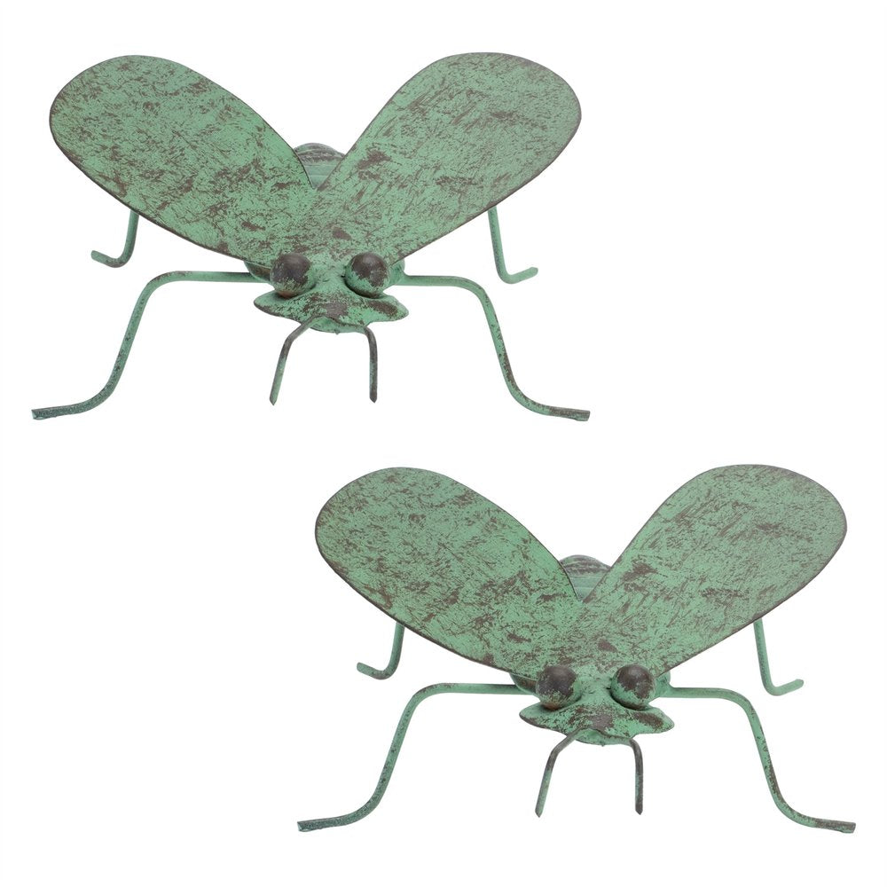 Set of Two Green Iron Garden Art