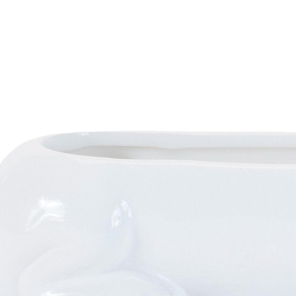 Set of Four White Ceramic Rabbit Garden Accents Accessories