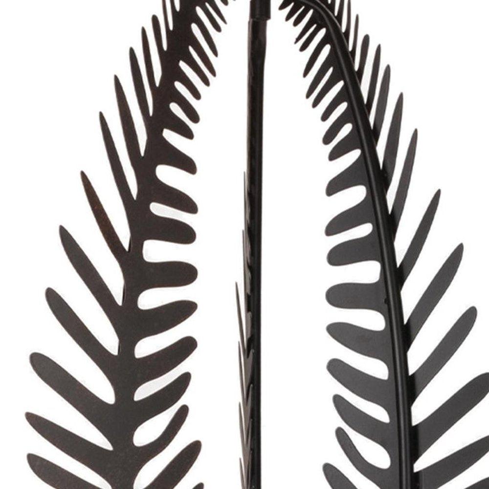 Set of Two Brown Iron Floral Bouquet Garden Art