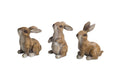 Set of Six Brown Cement Rabbit Outdoor Statue