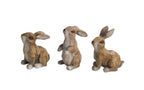 Set of Six Brown Cement Rabbit Outdoor Statue