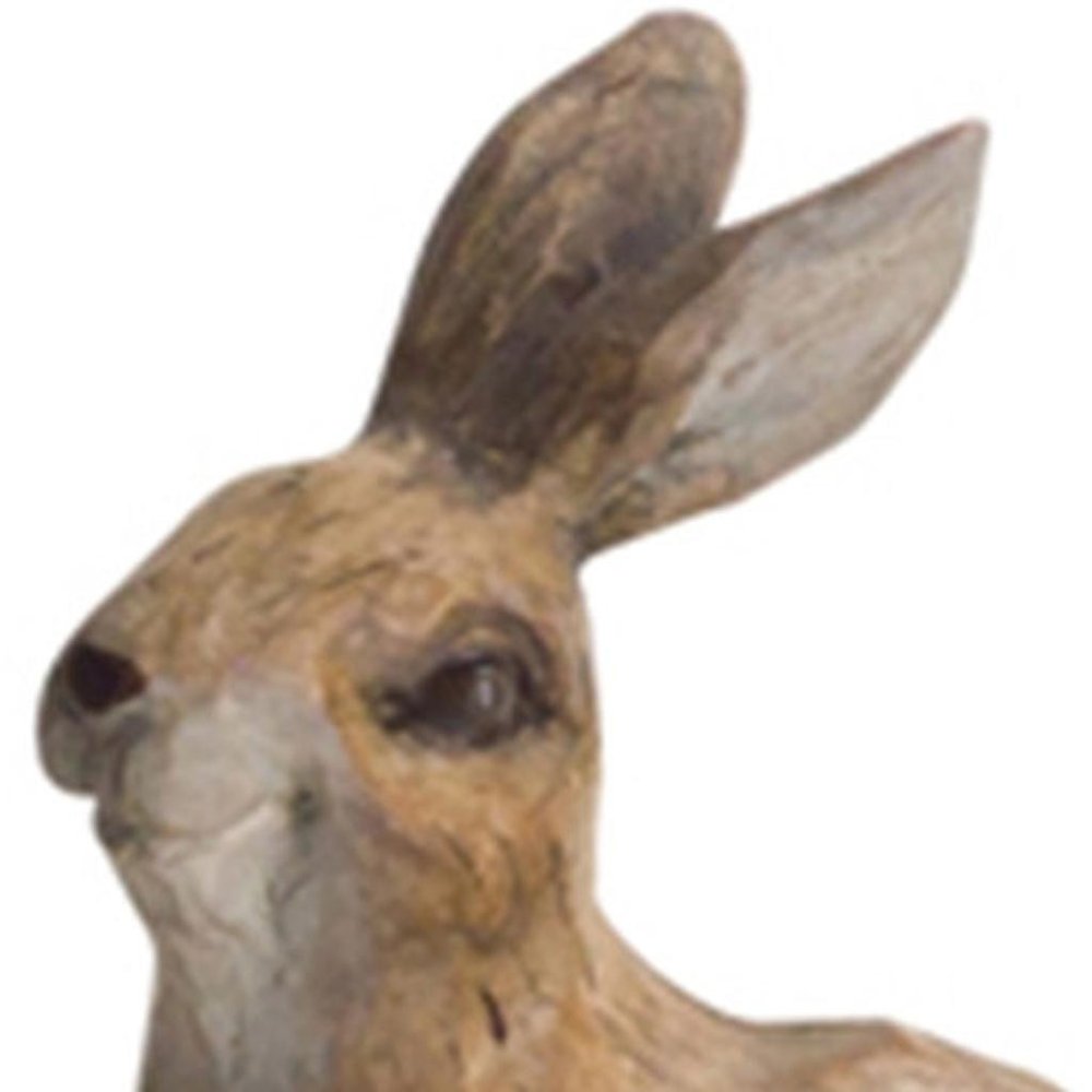 Set of Six Brown Cement Rabbit Outdoor Statue