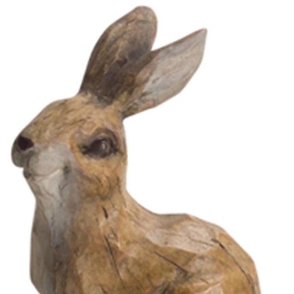 Set of Six Brown Cement Rabbit Outdoor Statue