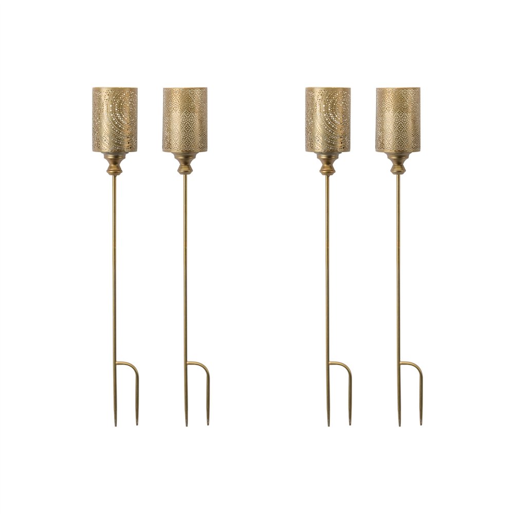 Set of Four Gold Metal Garden Stake