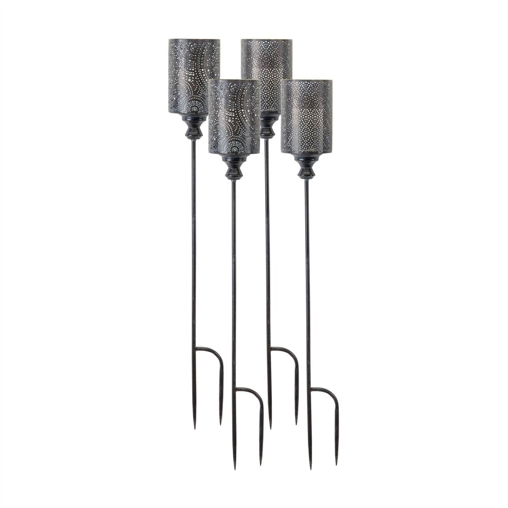 Set of Four Black Metal Garden Stake