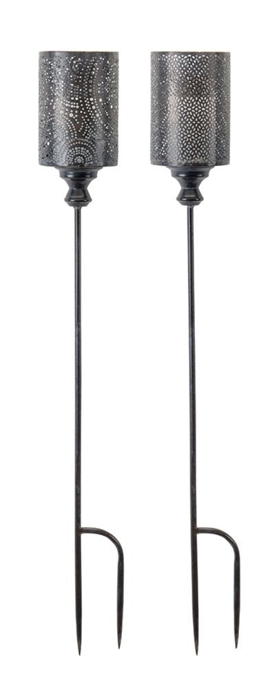 Set of Four Black Metal Garden Stake