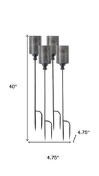 Set of Four Black Metal Garden Stake