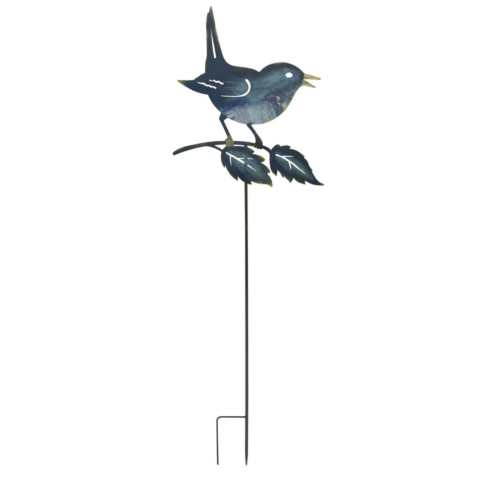 Set of Two Blue Iron Birds Garden Stake