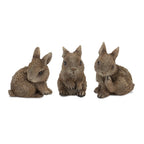 Set of Three Brown Resin Bunny Outdoor Statues