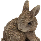Set of Three Brown Resin Bunny Outdoor Statues