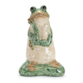 Set of Two Green Ceramic Frog Outdoor Statue